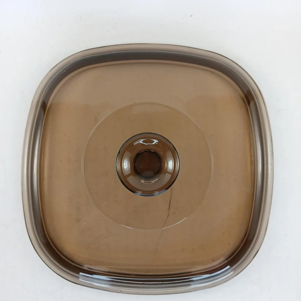 Pyrex Corning Ware 14 A9C Square Replacement Lid Only Amber Glass No Chips Vtg